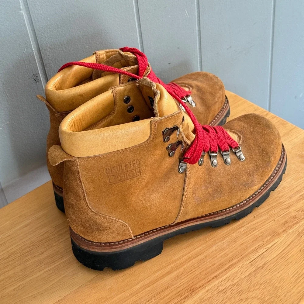 Vtg Lehigh Insulated Steel Toe Mens 9.5D‎ Suede Hiking Work Boots NOS Red Laces